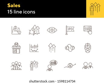Sales line icon set. Growth, money, finances. Development concept. Can be used for topics like stock market, business, banking