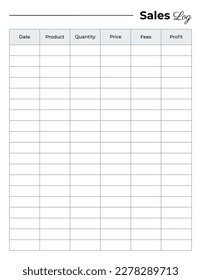 Sales log template, daily sales logbook template