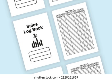 Sales logbook template. Monthly sales tracker notebook interior. Interior of a journal. Daily order and sales tracker journal template. Business planner logbook interior.