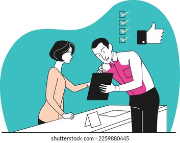Sales Man Simple Vector Illustration Made With Line and Shadows