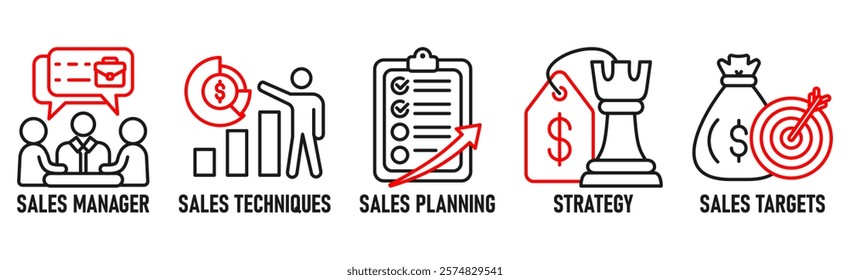 Sales management banner web icon vector illustration