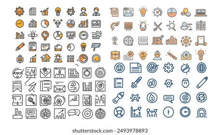 Kollektion für das Symbol "Verkaufsverwaltung". Enthaltend Business, Disziplin, Fokussiert, Technik, Arbeitgeber, Wichtig, Produktsymbol.50 Editierbare Linie Icon Set. Verkaufspräsentation, Meeting, Konferenz Icons.