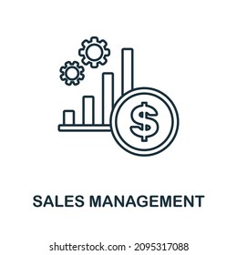 Icono de Administración de ventas. Elemento de línea de la colección de administración de empresa. Signo de icono de Administración de ventas lineal para diseño web, infografías y más.
