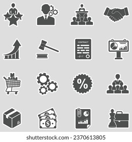 Sales Management Icons. Sticker Design. Vector Illustration.