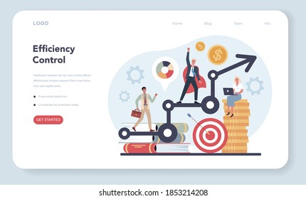 Sales manager or commercial director concept web banner or landing page. Business planning and sales growth. Sales promotion and comercial operations concept. Vector illustration in cartoon style