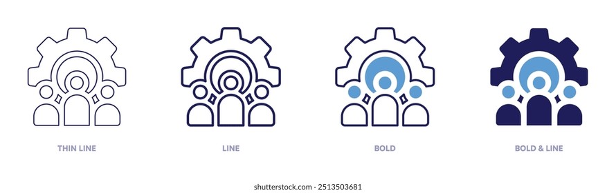 Ícone do gerente de vendas em 4 estilos diferentes. Linha fina, Linha, Negrito e Linha Negrito. Estilo duotônico. Traçado editável.