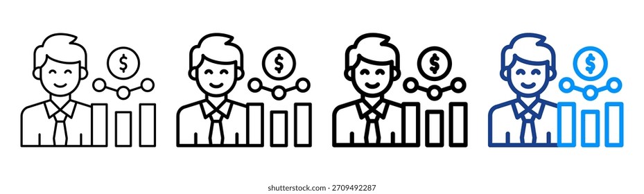 Sales Manager Icon Different Outline Collection Set