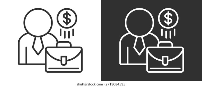 Colección De Vector Del Conjunto Del Icono Del Gerente De Ventas Aislada En Blanco Y Negro