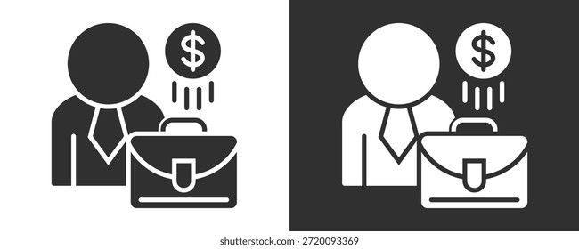 Colección De Vector Del Conjunto Del Icono Del Gerente De Ventas Aislada En Blanco Y Negro