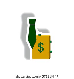 sales manager sign Vector illustration in paper sticker style of tie and dollar sign
