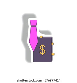 sales manager sign Vector illustration in paper sticker style of tie and dollar sign