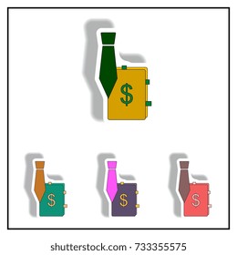 sales manager sign Vector illustration collection in paper sticker style of tie and dollar sign