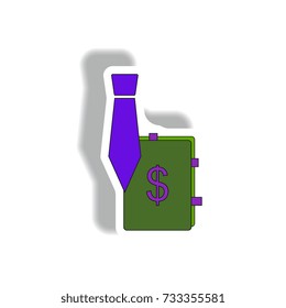 sales manager sign Vector illustration in paper sticker style of tie and dollar sign
