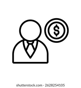 Icono Lineal Del Vector Del Gerente De Ventas Sobre Fondo Blanco.