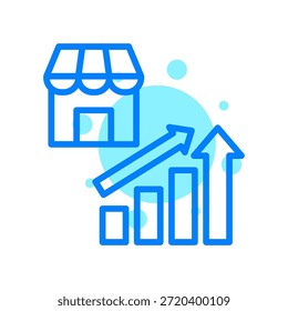 Icono del mercado de ventas en Ilustración vectorial de forma
