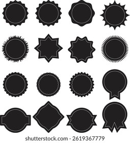 Sales and Marketing Bursts and Badges black white Asset Pack vector sticker icons templates retro design. Copy space