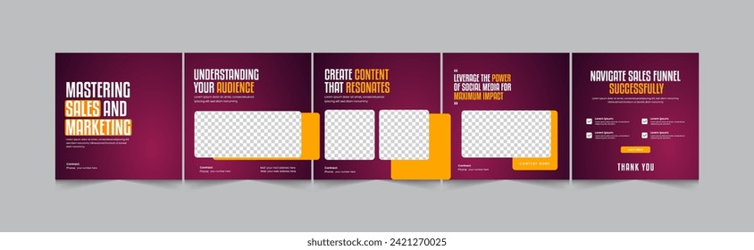 Sales marketing Instagram carousel, modern and minimal gradient carousel banner design template, eps vector illustration