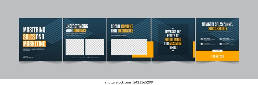 Sales marketing social carousel, modern and minimal gradient carousel banner design template, eps vector illustration
