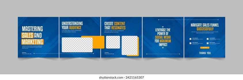 Sales marketing social carousel, modern and minimal gradient carousel banner design template, eps vector illustration
