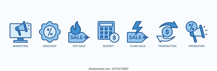 Sales Momentum Icon Set Isolated Vector Illustration Concept With Icon Of Marketing, Discount, Hot Sale, Budget, Flash Sale, Transaction, Promotion In Flat Style