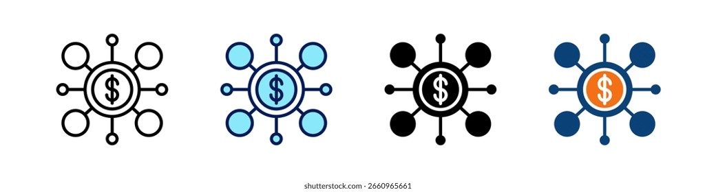 Verkaufsnetzwerke mit nur einem Symbol Multi Styles Vektor-Set