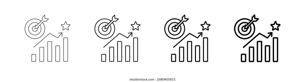 Sales Objective Icons Set In Various Stroke Line Styles