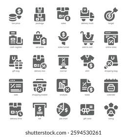 Sales Offer Icon pack for your website, mobile, presentation, and logo design. Sales Offer Icon solid design. Vector graphics illustration and editable stroke.
