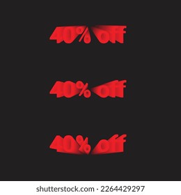 sales offer text in 3D. 3D effect in sales offer % text. 3D effect in text