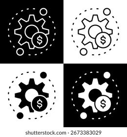 Conjunto de iconos de optimización de ventas en la Ilustración vectorial de estilo de esquema y glifo