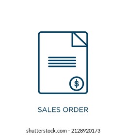 sales order icon. Thin linear sales order outline icon isolated on white background. Line vector sales order sign, symbol for web and mobile