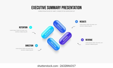 Sales Overview Presentation Design Vector Illustration. Service Showcase Four Step Diagram Frame Template. Digital Portfolio 4 Option Infographic Slide Layout.