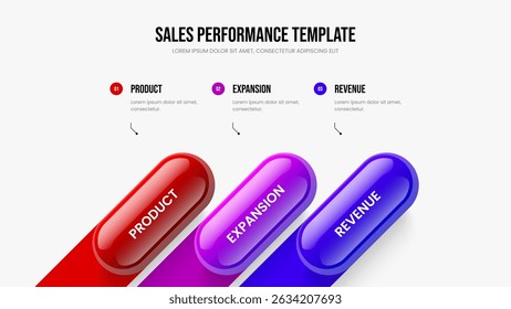 Sales Overview Three Option Infographic Frame Layout. Visual Visualization 3 Element Diagram Slide Design. Consulting Plan Presentation Template Vector Illustration.