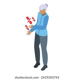 Icono de porcentaje de ventas vector isométrico. Servicio digital. Socio de datos