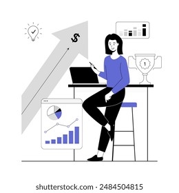 Sales performance concept. Profit analysis, increase more purchases, income growth. Vector illustration with line people for web design.	
