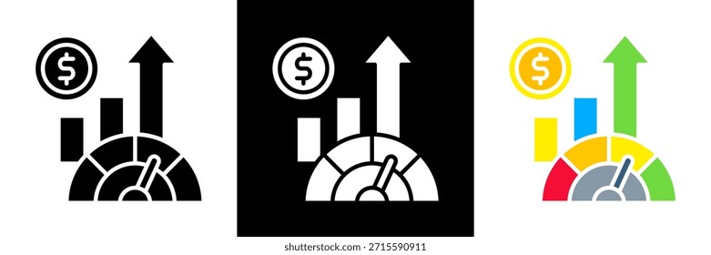 Conjunto de iconos de rendimiento de ventas Ilustración vectorial de glifos
