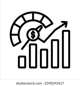 Sales Performance Line Vector Illustration On White Background.