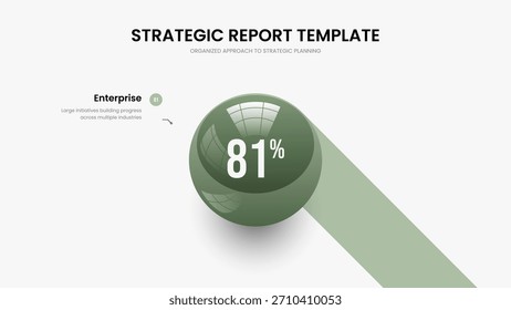 Sales Performance One Step Chart Slideshow Template. Clean Visualization Slide Design Vector Illustration. Colorful Plan 1 Option Diagram Presentation Layout.
