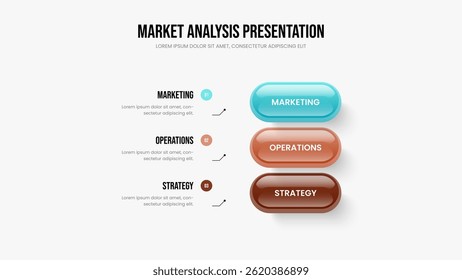 Sales Performance Three Step Infographic Frame Layout. Financial Insight Presentation Design Vector Illustration. Advertising Innovation 3 Option Diagram Slideshow Template.