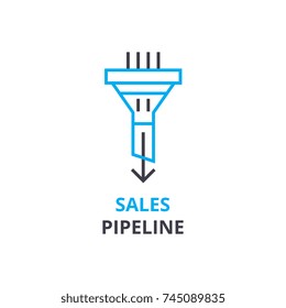 Sales Pipeline Concept , Outline Icon, Linear Sign, Thin Line Pictogram, Logo, Flat Vector, Illustration