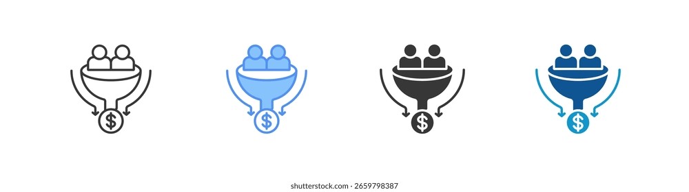 Pipeline de ventas Conjunto de iconos multiestilo colección