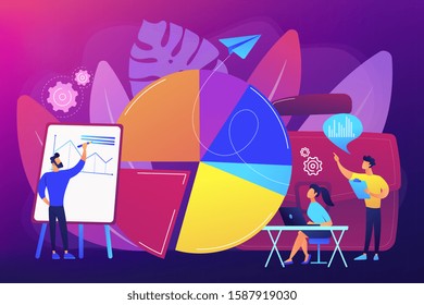 Sales pitch. Data visualization element, marketing chart. Research data. Business statistics, financial report, company performance analysis concept. Bright vibrant violet vector isolated illustration