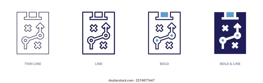 Sales plan icon in 4 different styles. Thin Line, Line, Bold, and Bold Line. Duotone style. Editable stroke.