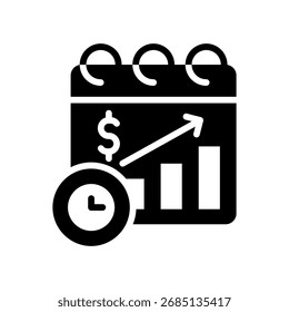 Ilustración vectorial de glifos de icono de planificación de ventas