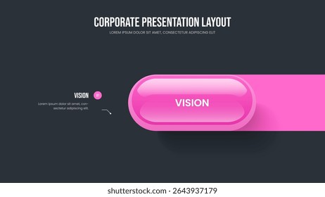 Sales Portfolio One Option Diagram Slideshow Layout. Company Plan 1 Element Infographic Frame Template. Service Overview Slide Design Vector Illustration.