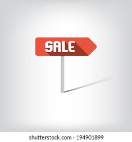 Sales poster with arrow indicating direction to the shop and sales. Eps10 vector illustration