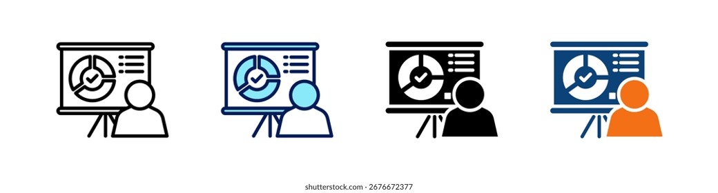 Verkaufspräsentation Alles in einem Symbol Multi Styles Vektorsatz