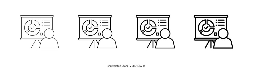Ícones De Apresentação De Vendas Definidos Em Vários Estilos De Linha De Traçado