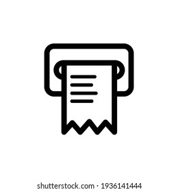 Sales printed receipt icon, vector illustration of invoice icon. paper check receipt line icon, outline vector sign, linear pictogram isolated on white. logo illustration. bill icon design