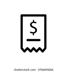 Sales printed receipt icon, vector illustration of invoice icon. paper check receipt line icon, outline vector sign, linear pictogram isolated on white. logo illustration. bill icon design