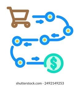 sales process business process color icon vector. sales process business process sign. isolated symbol illustration